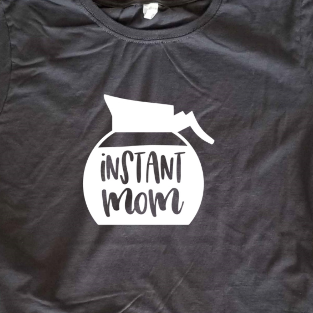 Instant Mom Coffee Pot - Ladies Fitted Tee Grey